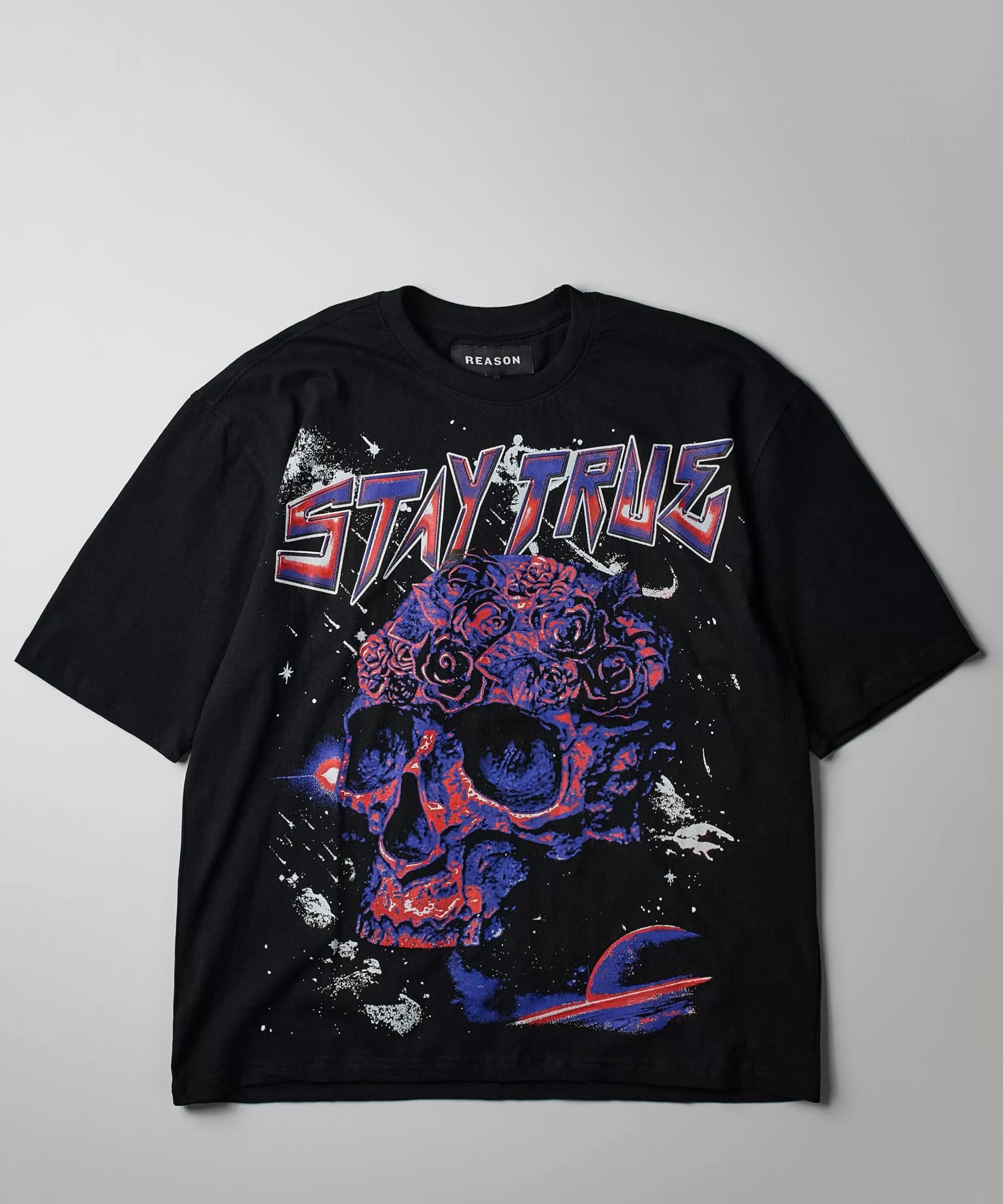 Shop Stay True World Tour Oversized Front And Back Print Tee - Black Oversized Tees | Graphic Tees