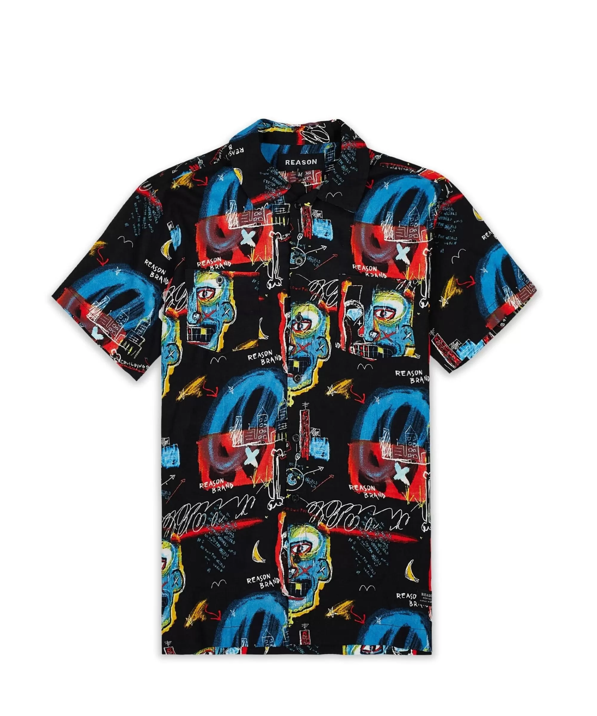 Online Street Art Allover Print Short Sleeve Shirt Button Downs