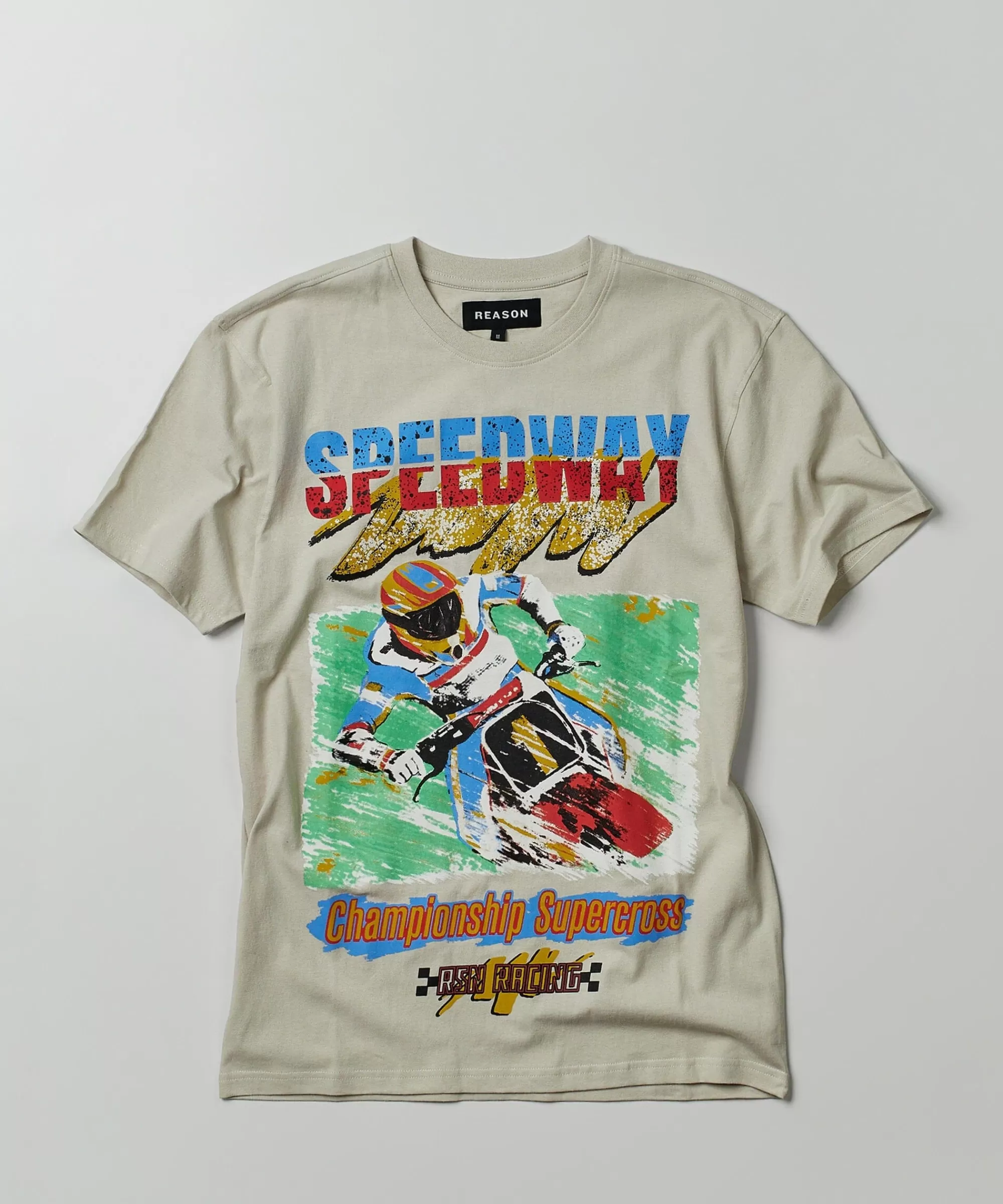 Hot Supercross Short Sleeve Graphic Print Tee - Khaki Graphic Tees