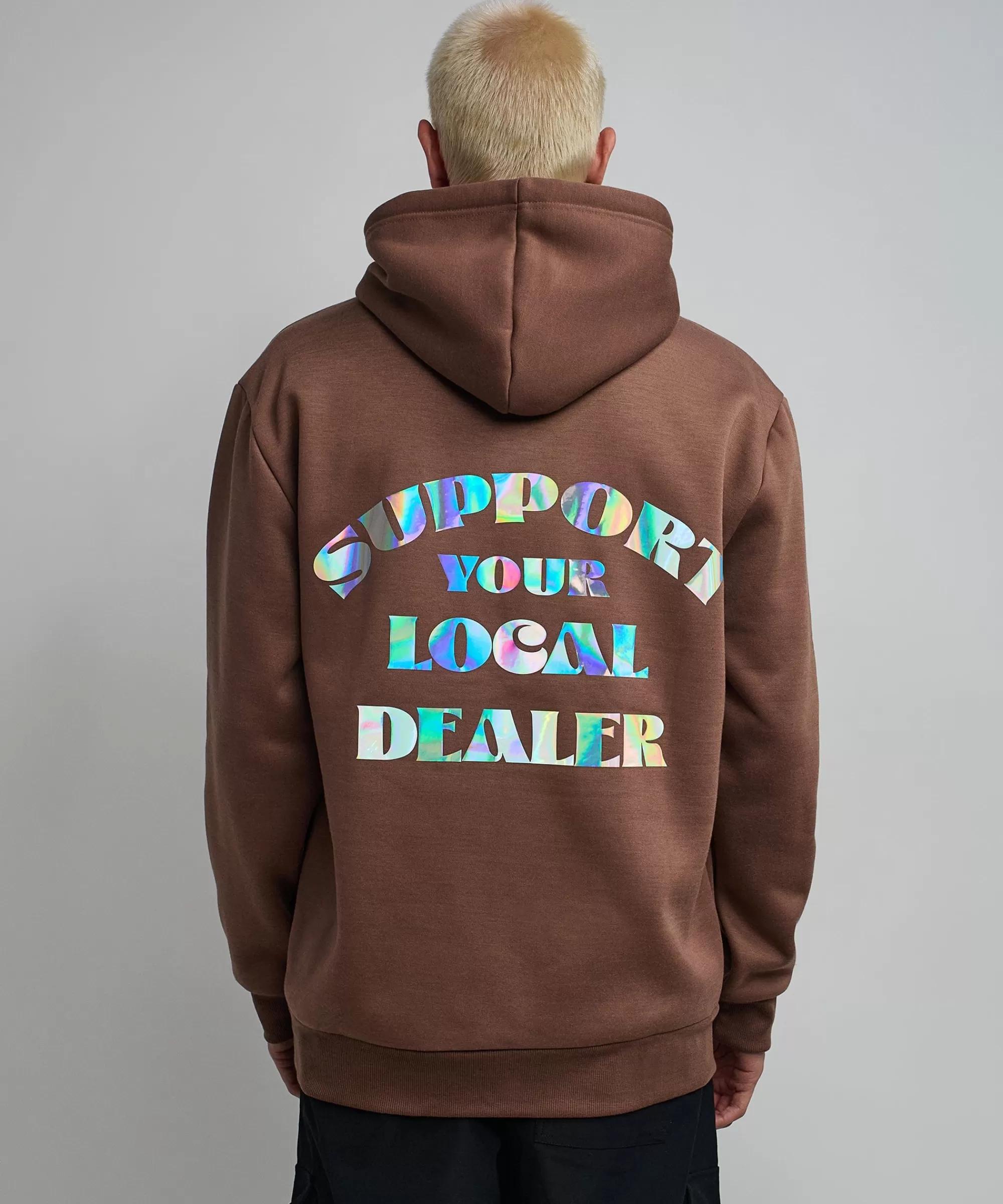 Discount Support Local Iridescent Foil Print Hoodie - Brown Hoodies | Hoodies