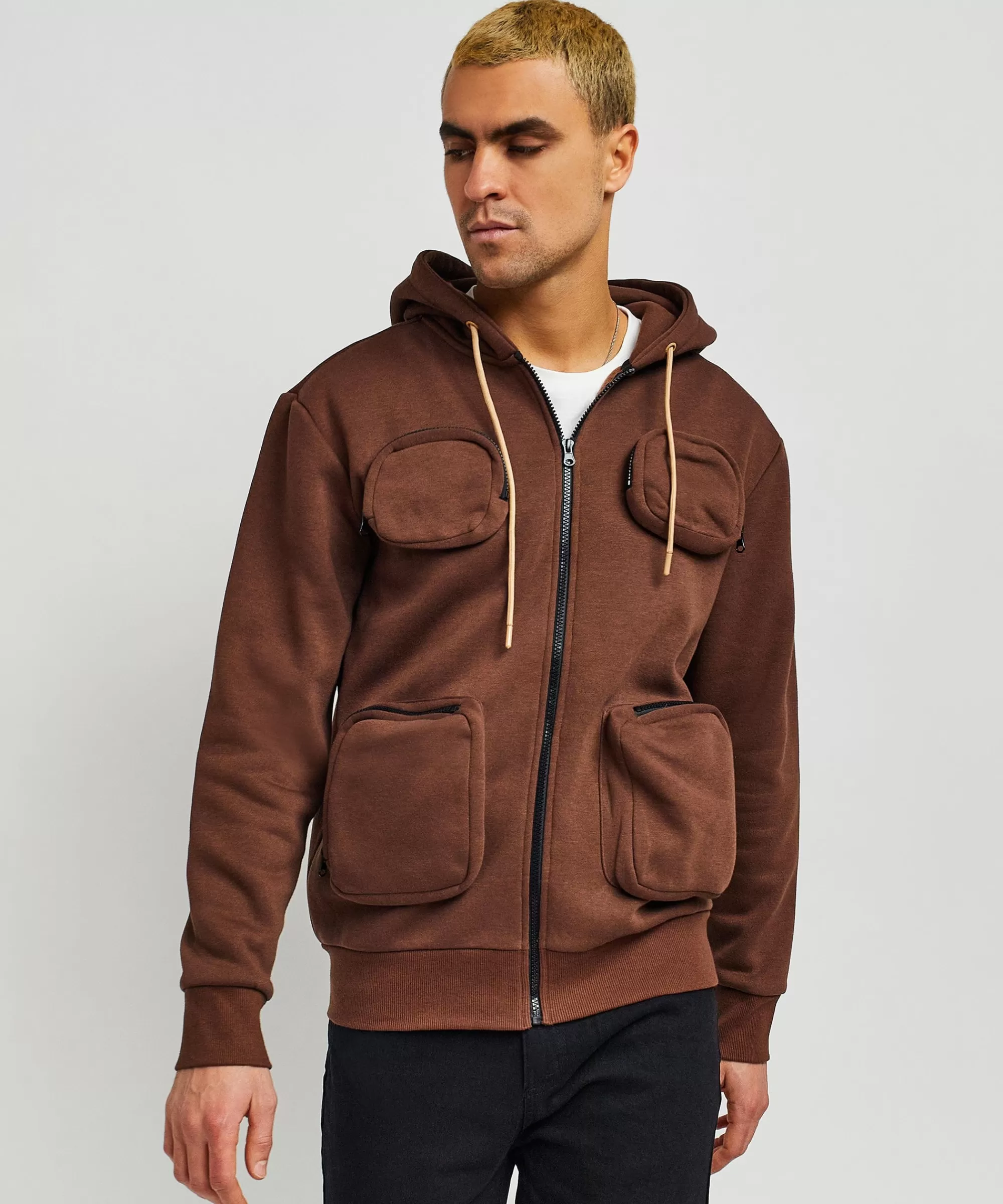 Online Trenches Fleece Utility Hoodie - Brown Hoodies | Hoodies