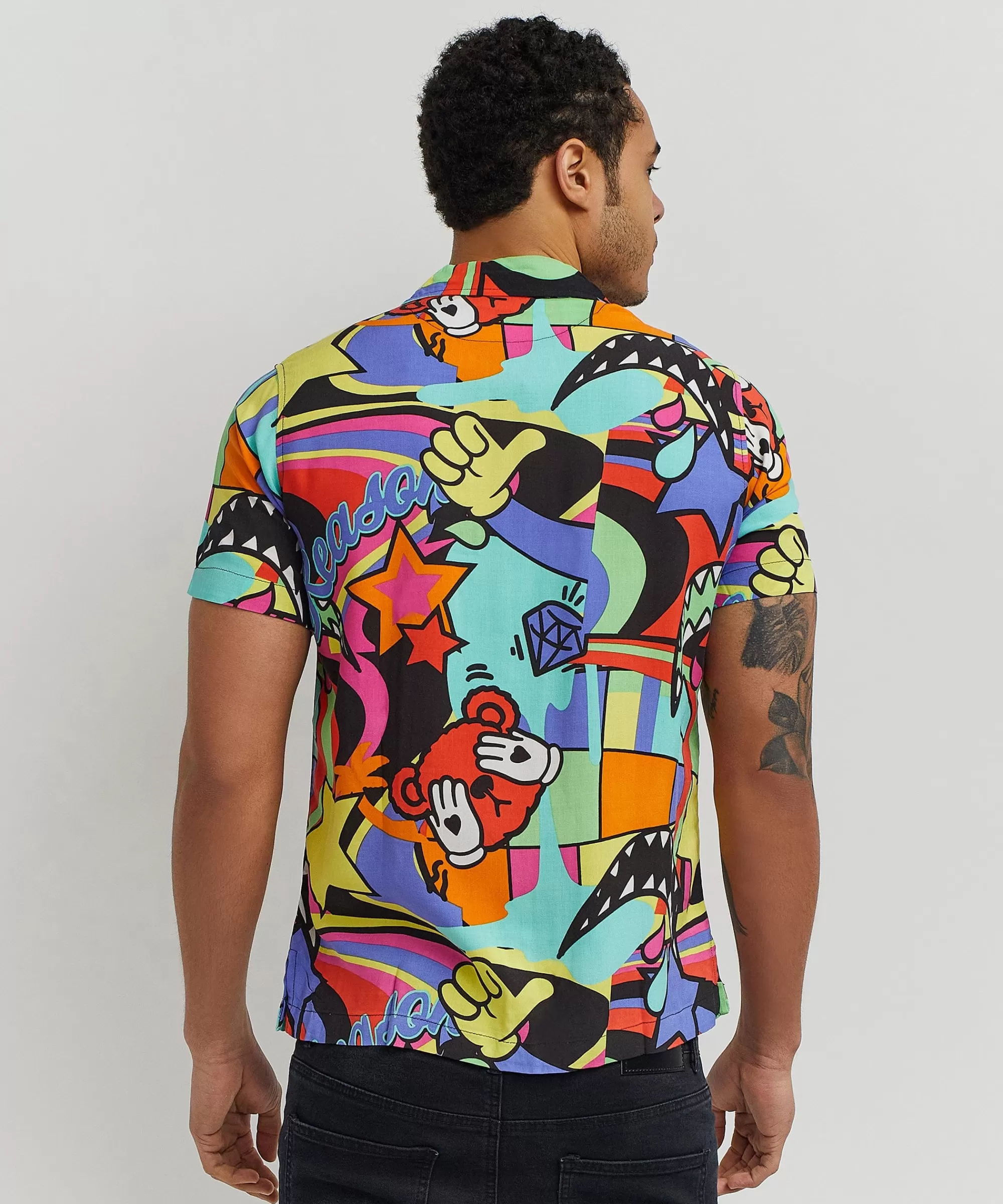 Outlet Trippy Star Allover Print Short Sleeve Shirt Button Downs