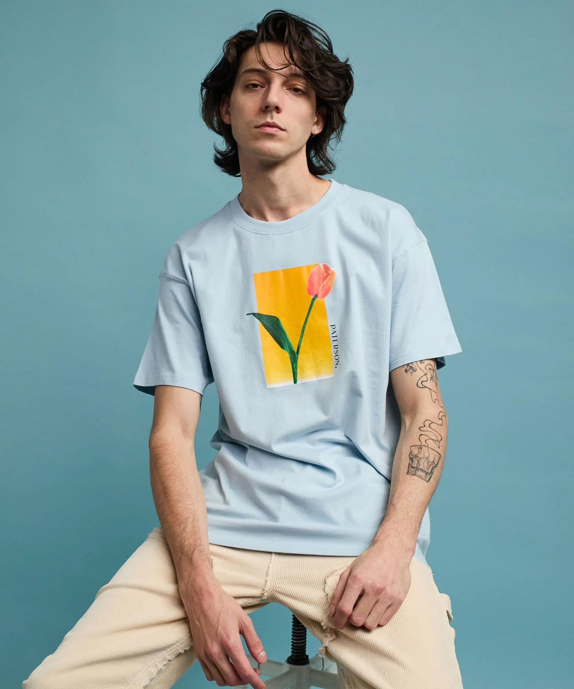 Hot Tulip Short Sleeve Tee - Light Blue Graphic Tees