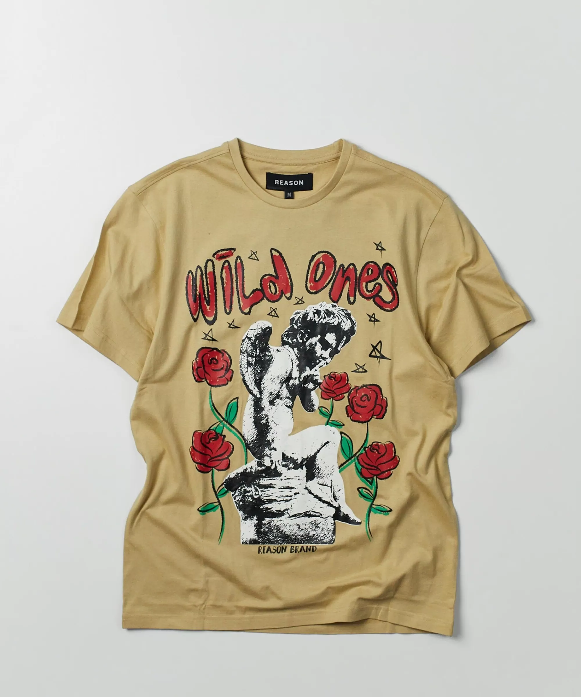 Cheap Wild Ones Short Sleeve Graphic Print Tee - Khaki Graphic Tees