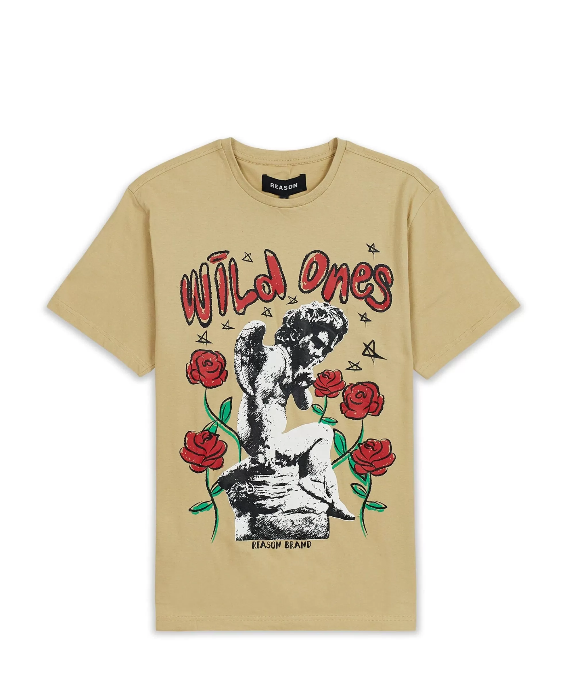 Cheap Wild Ones Short Sleeve Graphic Print Tee - Khaki Graphic Tees