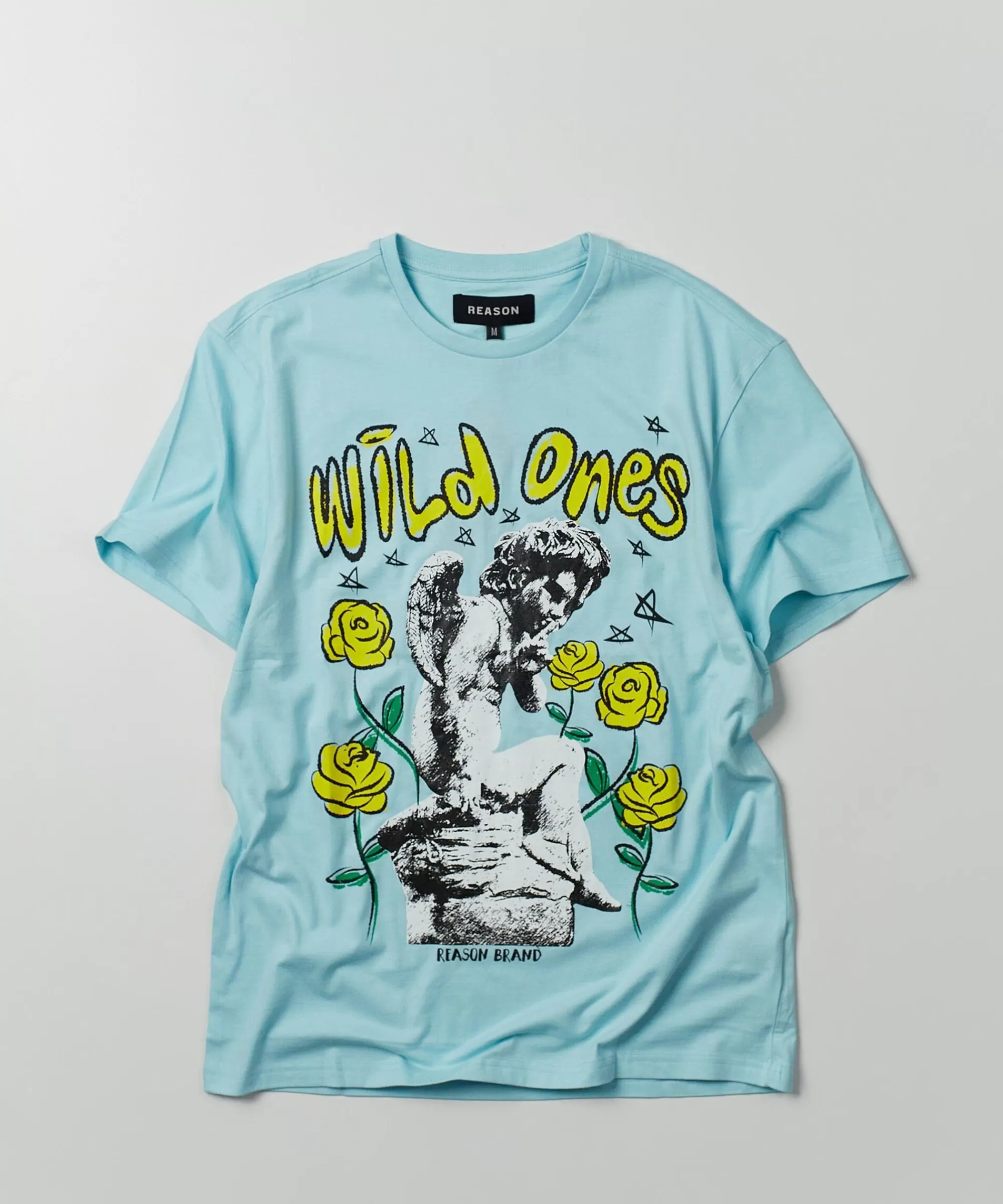 Fashion Wild Ones Short Sleeve Graphic Print Tee - Light Blue Graphic Tees