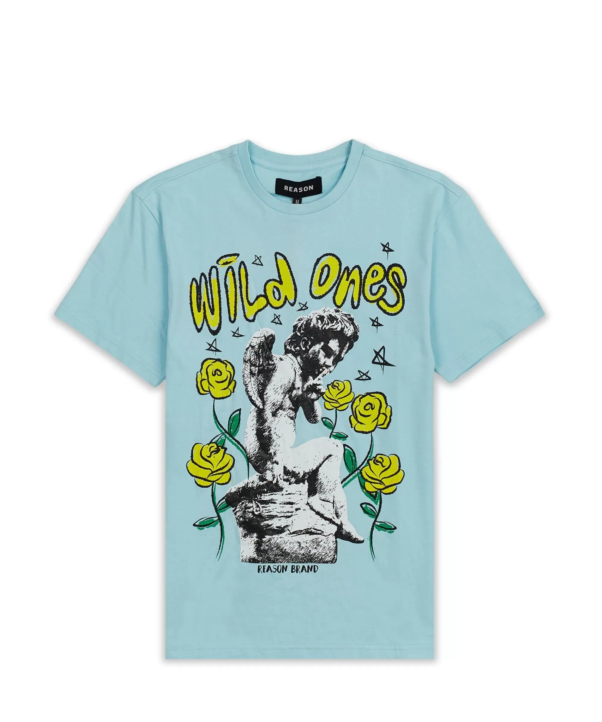 Fashion Wild Ones Short Sleeve Graphic Print Tee - Light Blue Graphic Tees