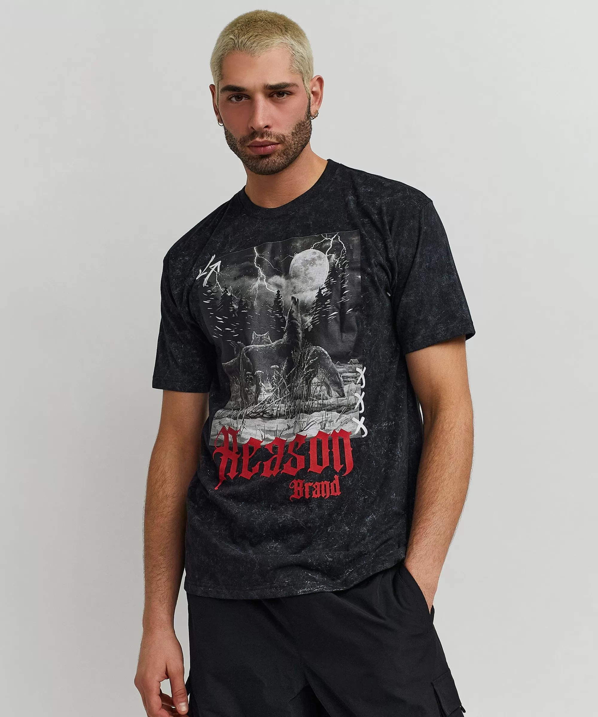 Cheap Wolf Washed Short Sleeve Tee Graphic Tees