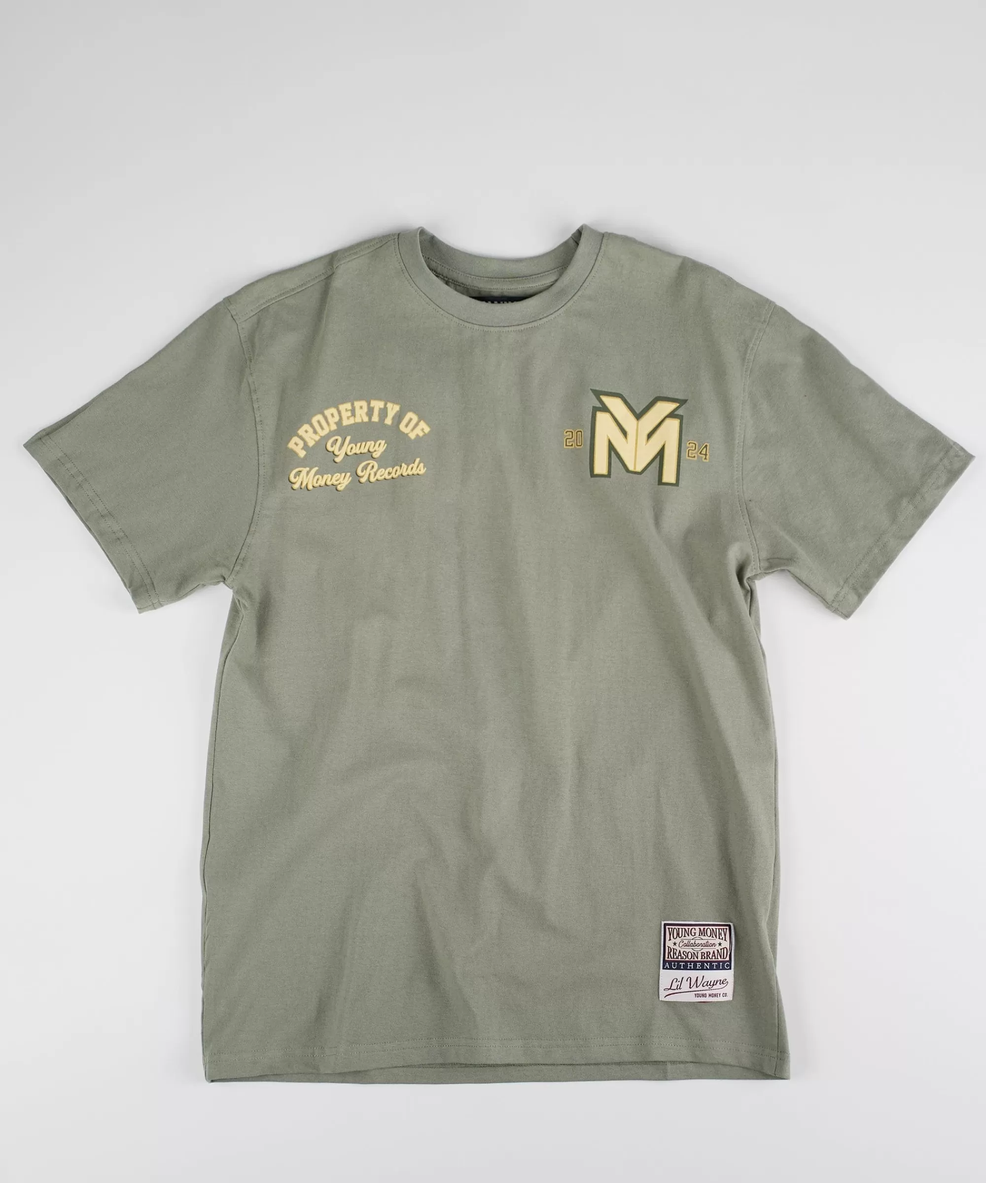 Store Young Money Records Short Sleeve Tee - Olive Green Graphic Tees