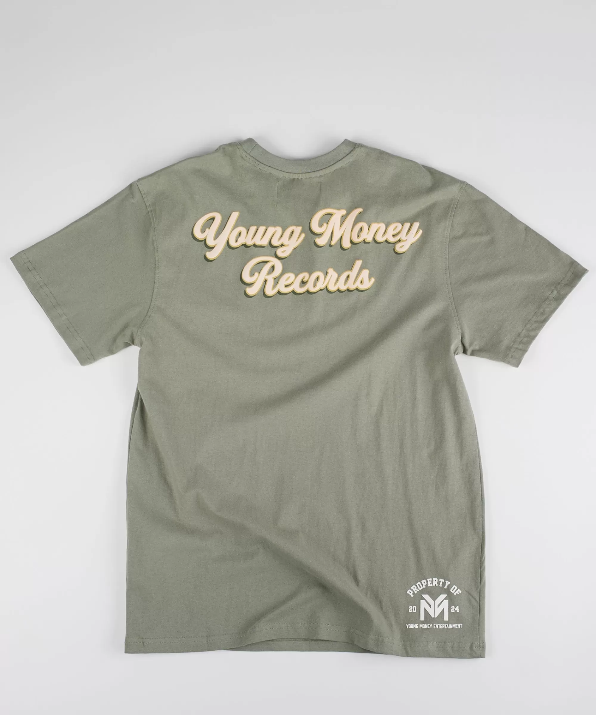 Store Young Money Records Short Sleeve Tee - Olive Green Graphic Tees