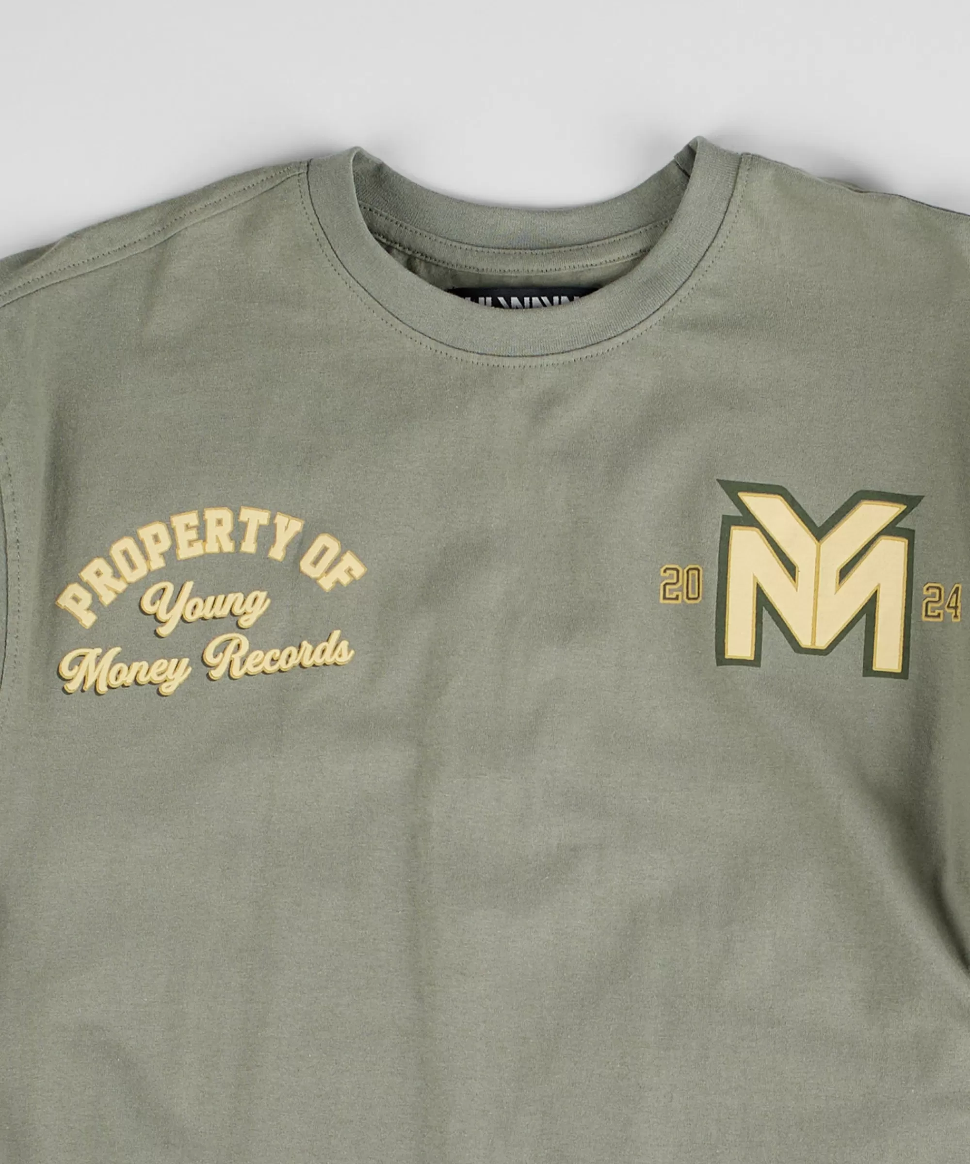 Store Young Money Records Short Sleeve Tee - Olive Green Graphic Tees